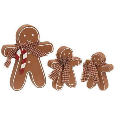3 Set Festive Wooden Gingerbread Sitters - The Fox Decor